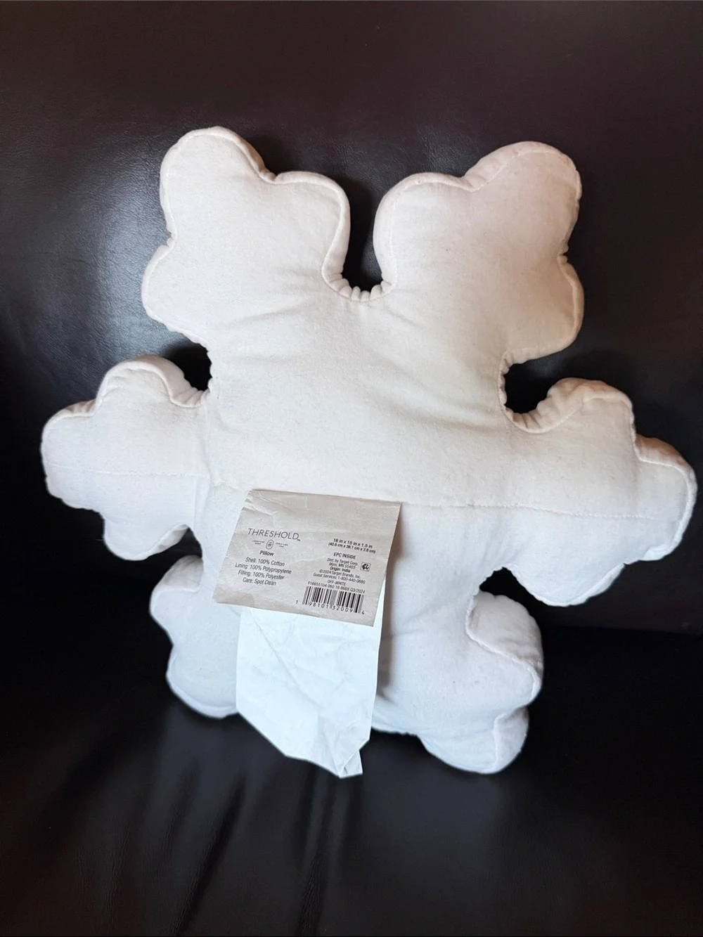Target White Snowflake Holiday Pillow with Gold Accents